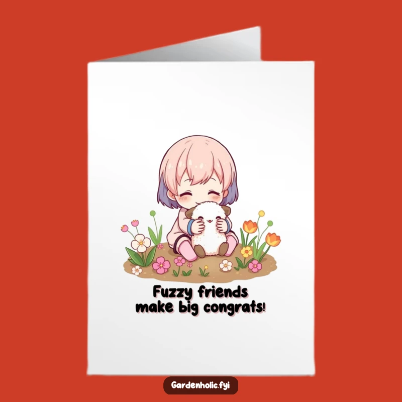 Free Printable Congrats Card: Fuzzy Garden Cuddle for Celebrating Success - Print at Home!