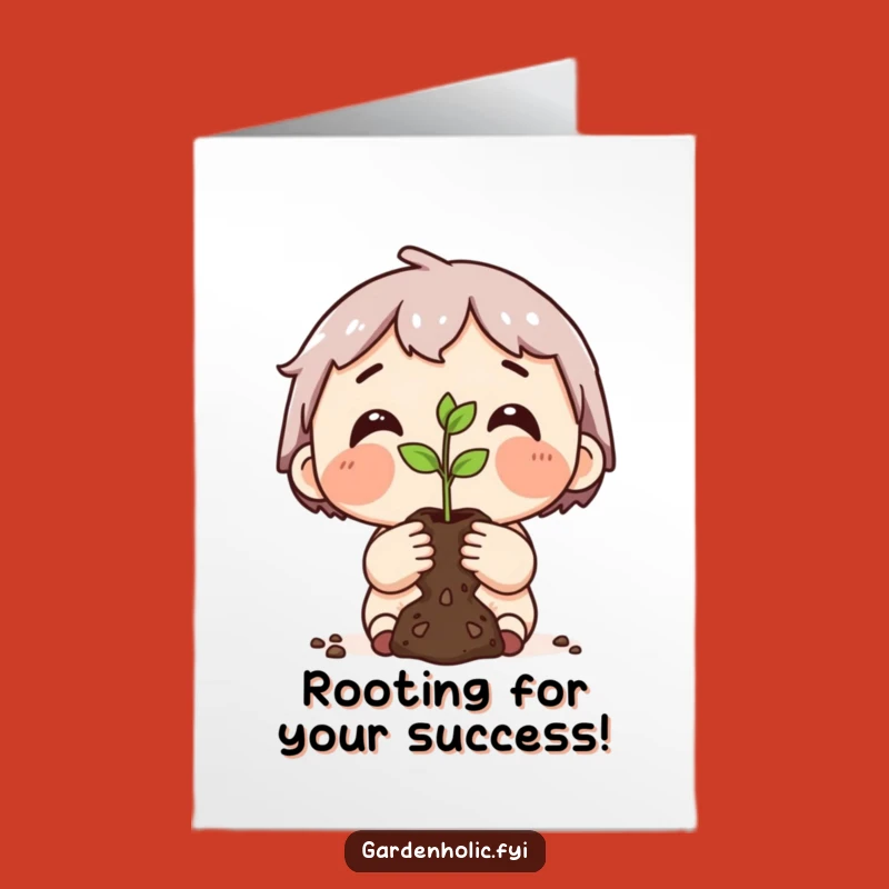 Free Printable Growth Card: Success Sprouts Here Downloadable Gift Greeting Card