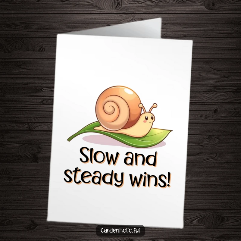 Funny Free Printable Congrats Card: Cute snail character leaving a shimmering trail, representing a successful journey. DIY downloadable gift.