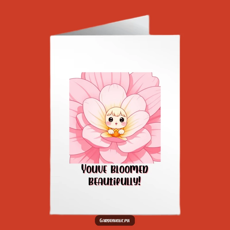 Free Printable Congrats Card: Flower Peeker, Funny Downloadable Gift for New Beginnings
