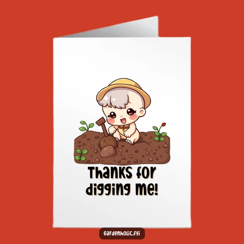 Free Printable Thank You Card: Funny Digging Character, Heartfelt Downloadable Gift