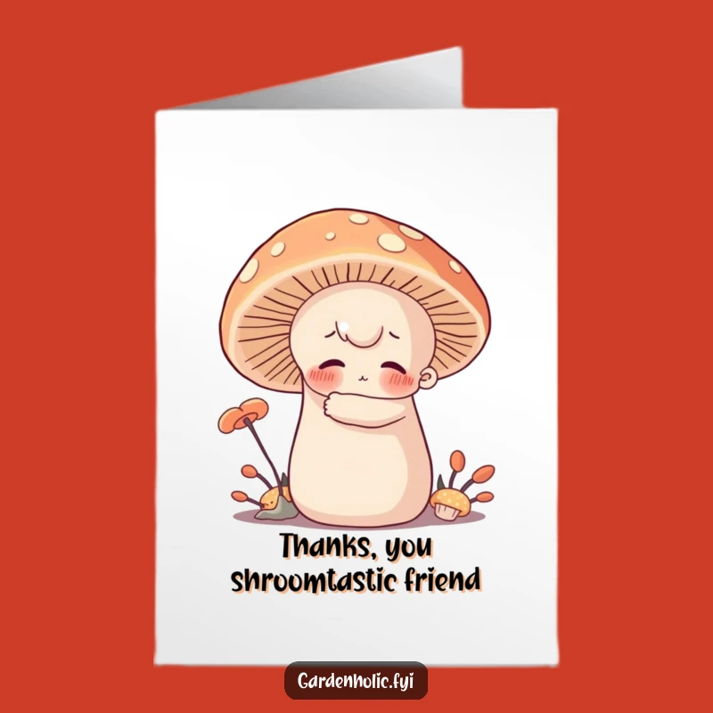 Free Printable Thank You Card: Mushroom Hug Character, Sweet Downloadable Greeting for Cozy Thanks