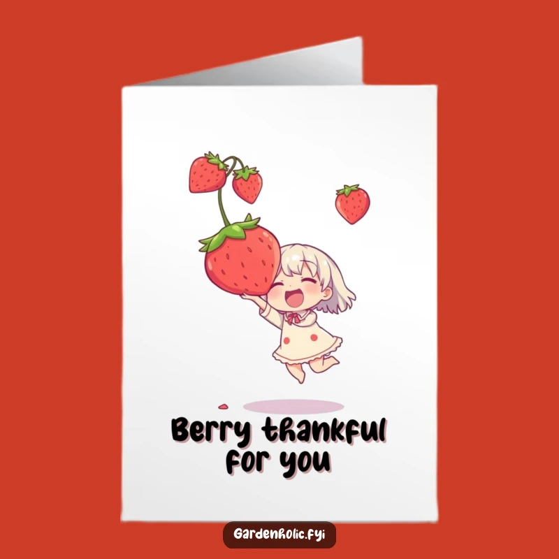 Thank You Free Printable Card: Joyful Strawberry Catch - Express Thanks with Humor