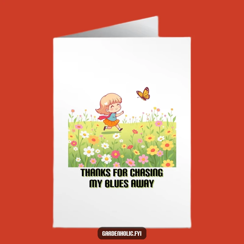 Free Printable Thank You Card: Funny Flower Chase Downloadable, Express Gratitude with a Smile