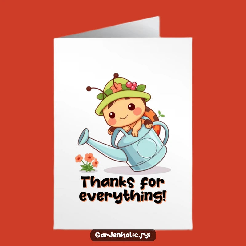 Free Printable Thank You Card: Ladybug's Garden Thanks, Funny Downloadable Gift