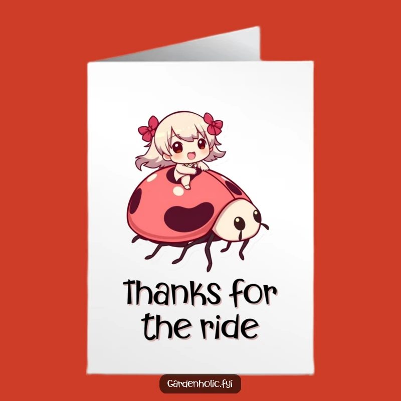 Free Printable Thank You Card: Ladybug Ride Gratitude - Fun Adventure - Print at Home!