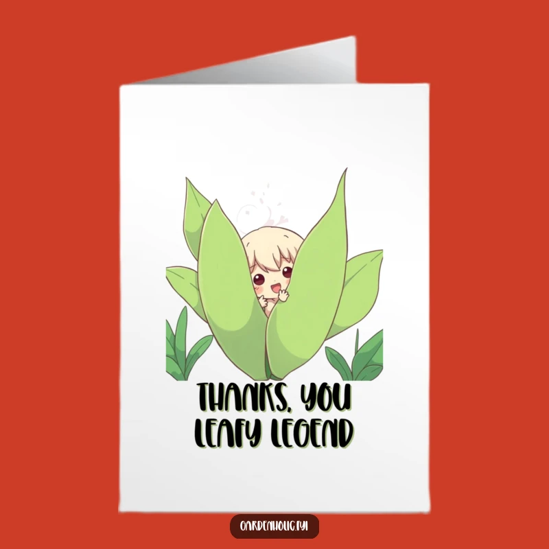 Free Printable Thank You Card: Funny Peeking Plant Character, Cute Downloadable Greeting for Appreciation