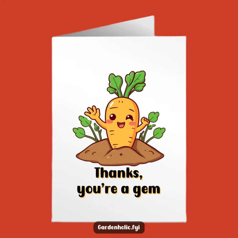 Free Printable Thank You Card: Carrot's Cheerful Wave, Humorous DIY Gift