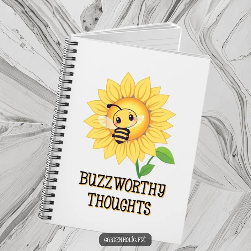 Funny Bee Sunflower Notebook: A curious bee buzzing around a giant glowing sunflower, for writing.