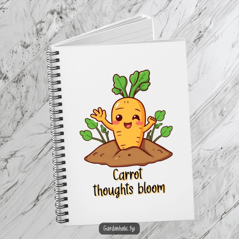 Funny Carrot Notebook: A joyful character giving a cheerful wave from the soil, for writing.