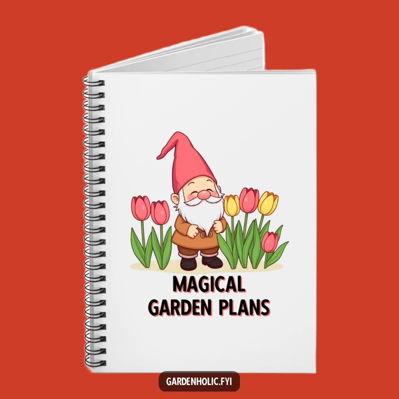 Funny Gnome Admiring Tulips Notebook: Garden Ideas Journal, Perfect Gift