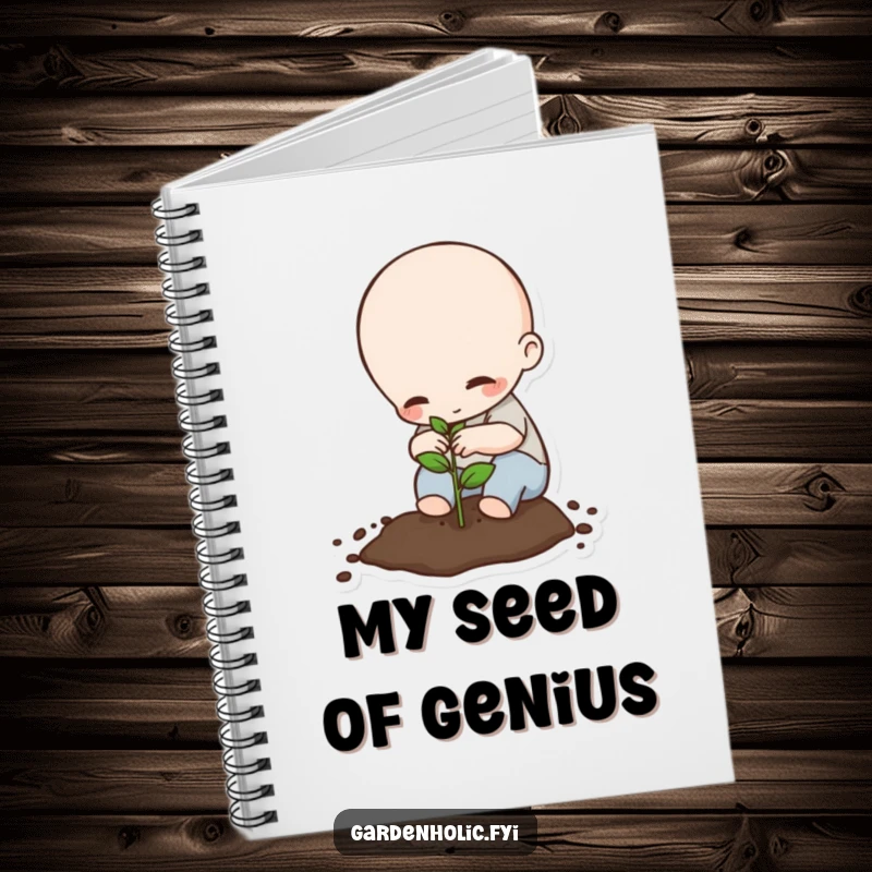 Funny Notebook: Tiny being carefully planting a seed, ideal for journaling garden plans and hopeful thoughts, a charming funny gift.