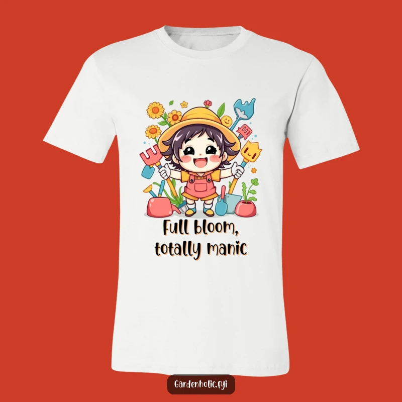Funny Garden T-Shirt: Energetic Character with Tools, Ideal Humorous Gift for Gardeners