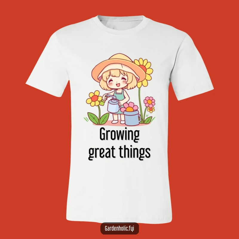 Funny Gardener T-Shirt: Giant Flower Watering Tee, Adorable Funny Gift for Plant Lovers