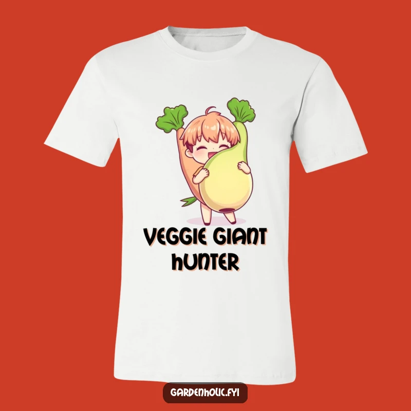 Funny Harvest T-Shirt: Character with Giant Veggie, Humorous Gardener Apparel!