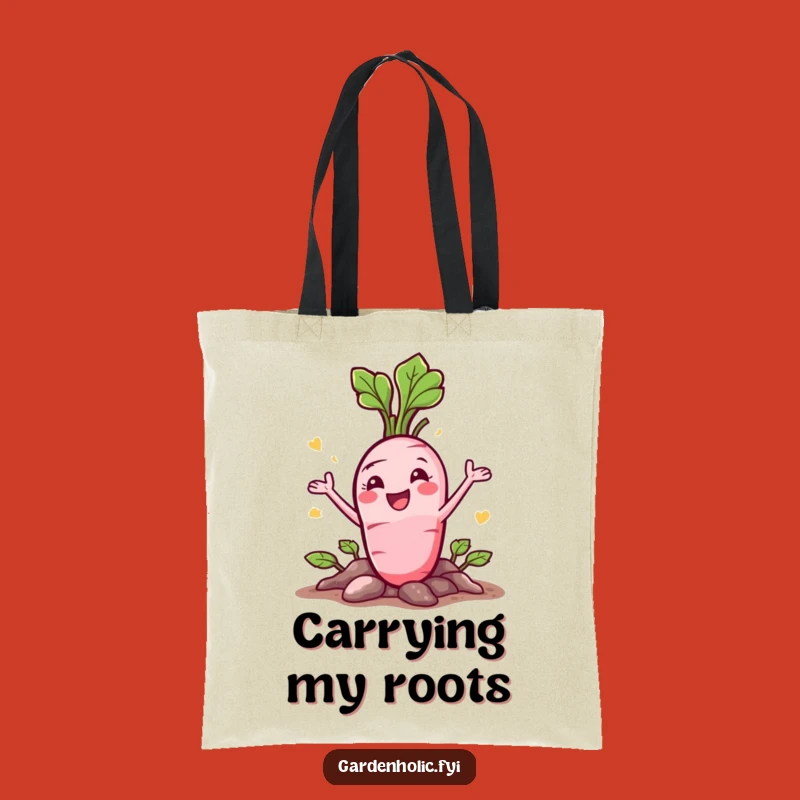Funny Radish Tote Bag: Happy Veggie Bursting, Stylish Funny Gift for Groceries