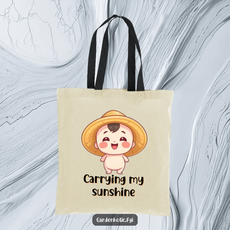Funny Tote Bag: Entity wearing a straw hat, beaming with pride, a practical and humorous accessory for winners, making a great funny gift.
