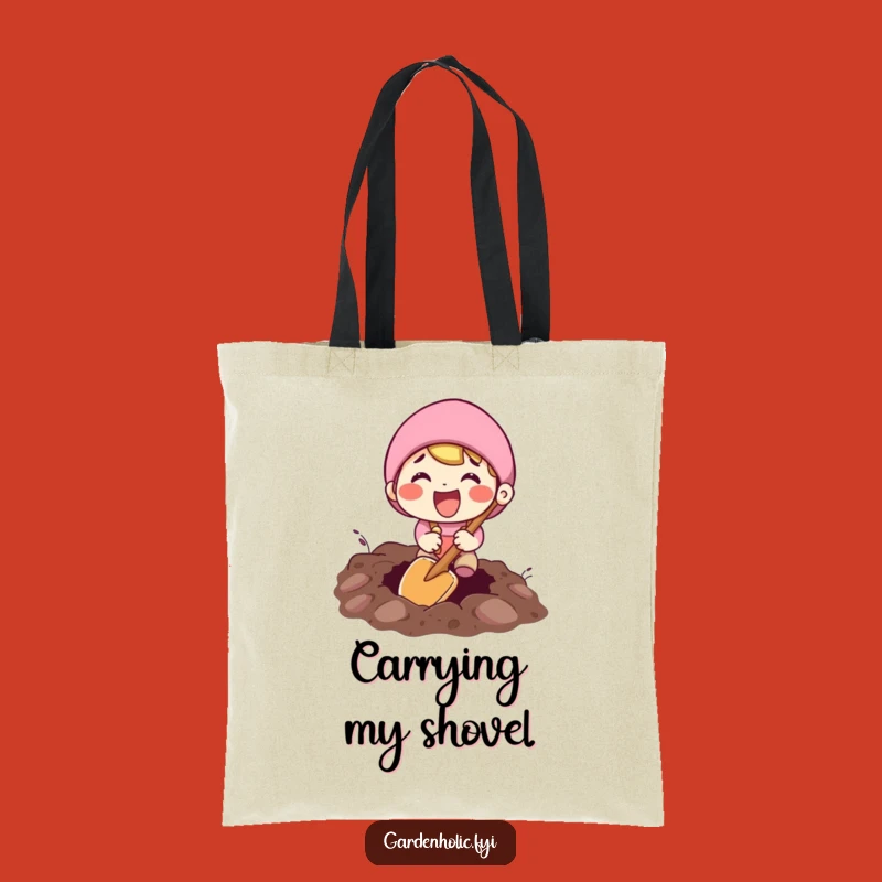 Funny Digging Tote Bag: Excited Character Carryall for Your Tools and Treasures