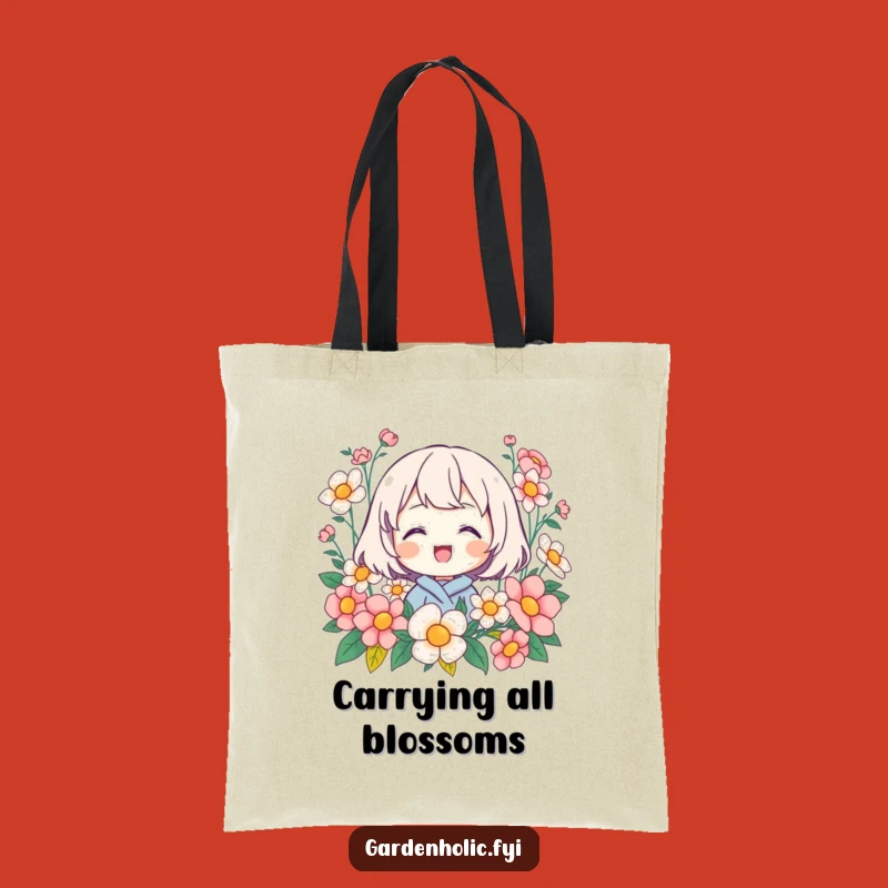 Funny Flower Tote Bag: Beaming Character Carryall for Garden Delights