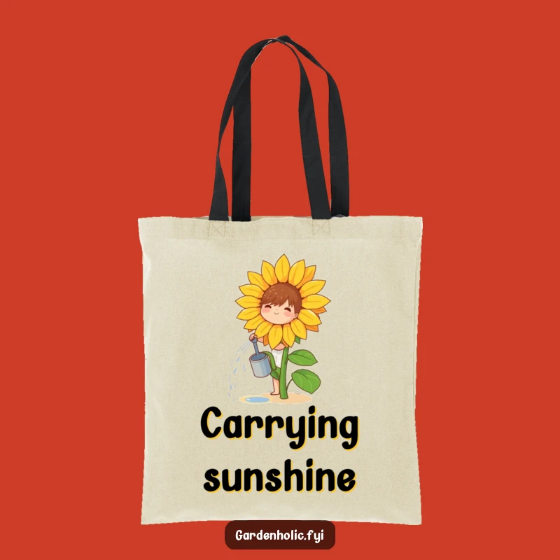 Funny Gardener Tote Bag: Sunflower Watering Design, Unique Plant Gift