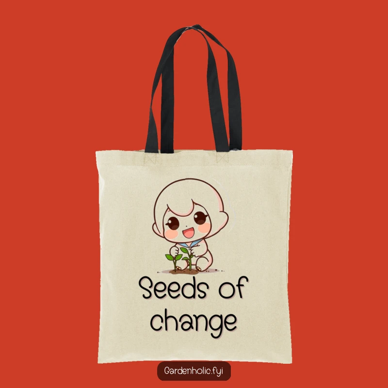 Funny Seed Planting Tote Bag: Excited Character Sowing Seeds, Hilarious & Practical Gift