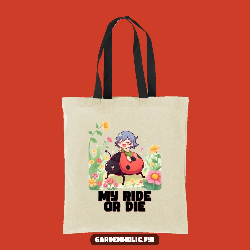 Funny Ladybug Rider Tote Bag: Carry Your Fun Garden Adventure, Perfect Funny Gift